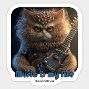 Music is My Life musician cat Sticker